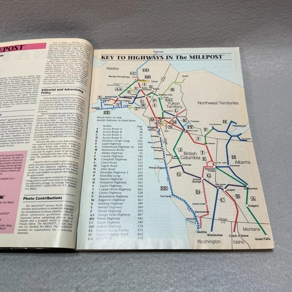 Vintage 1990 The Milepost 42nd Ed Alaska Highway RV Travel Guide Fold-Out Map